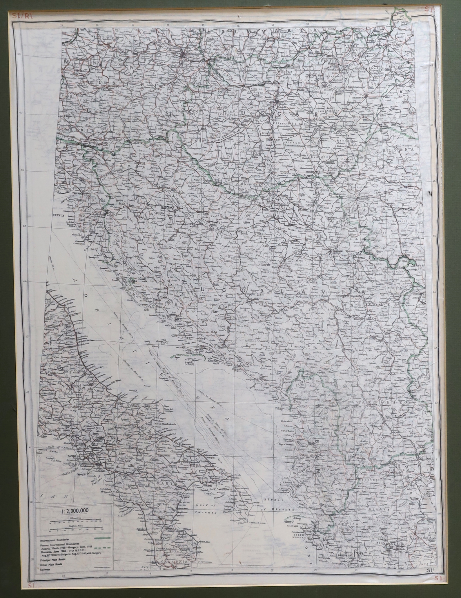 Three silk maps, former international boundaries, Austria, Hungary and Romania, 59 x 44cm, one framed